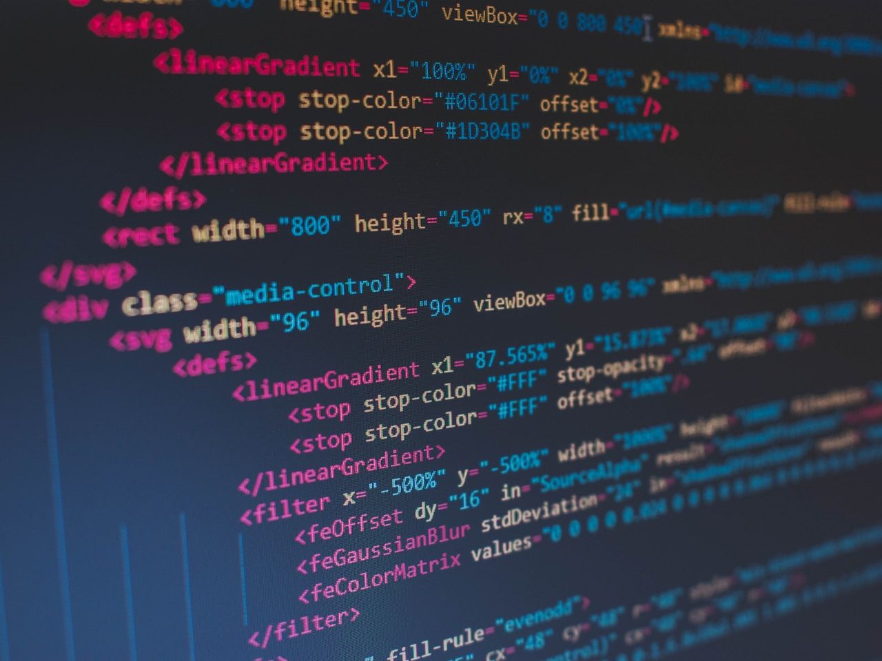 Source code on a screen